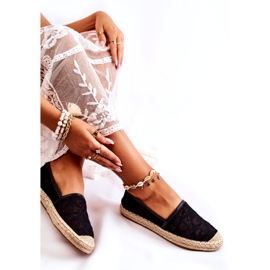 S.Barski Klasické dámské prolamované espadrilky, černé černý 3