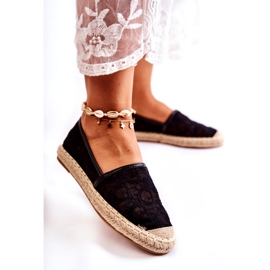 S.Barski Klasické dámské prolamované espadrilky, černé černý 2