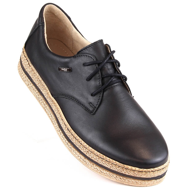 Pohodlné dámské kožené boty na černé platformě, Helios 380.011 béžový 1