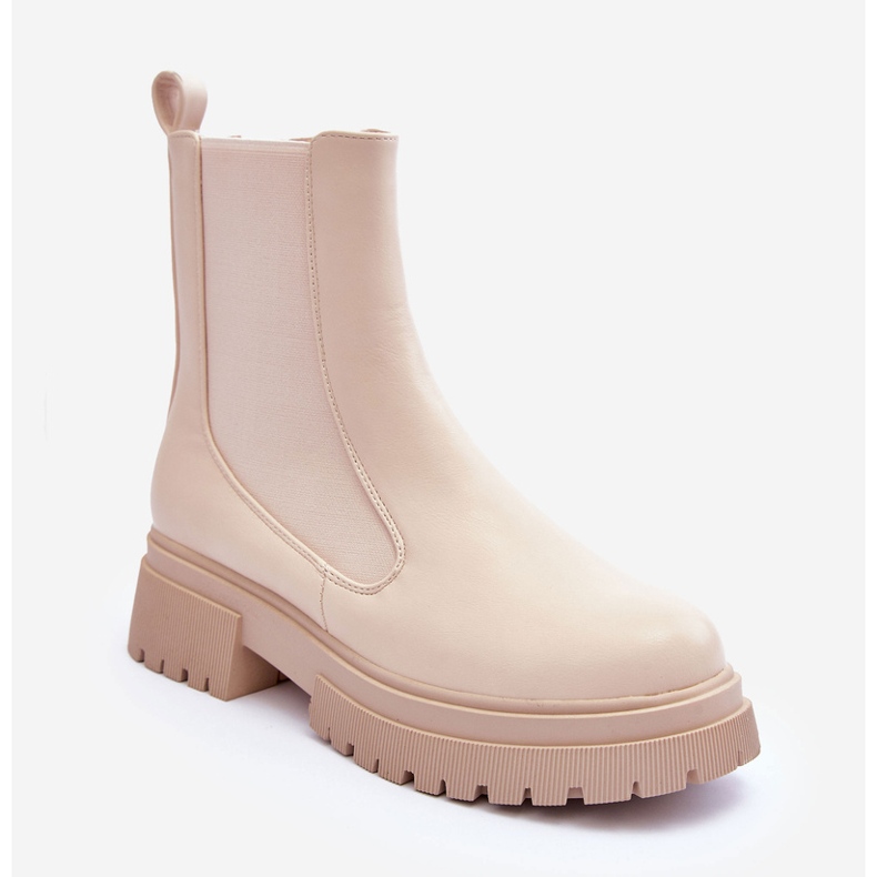 Klasické kožené Chelsea Boots Beige Isminna béžový 2