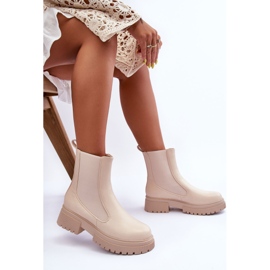 Klasické kožené Chelsea Boots Beige Isminna béžový 1