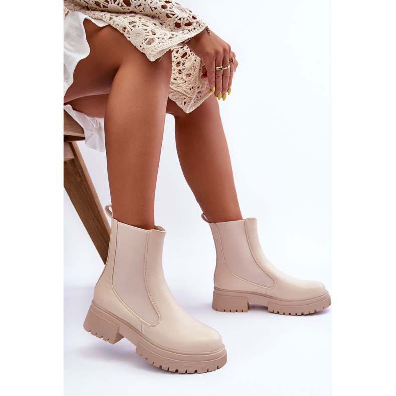 Klasické kožené Chelsea Boots Beige Isminna béžový 1
