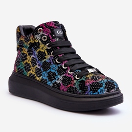 Sportovní boty na platformě Rhinestones GOE MM2N4009 Black černá 1