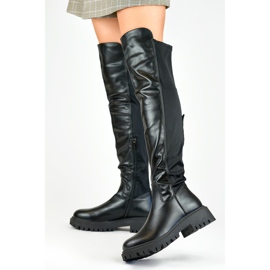 Černé elastické dámské kozačky Viris černý 1