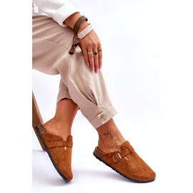 Semišové žabky na platformě Camel Cork hnědý 2