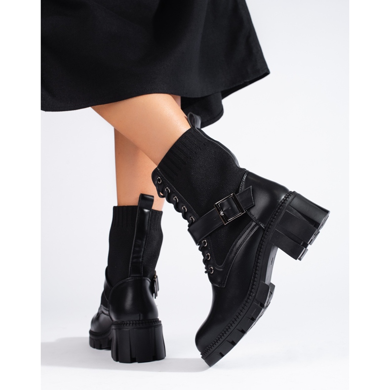 Dámské šněrovací tašky Shelovet s pružným svrškem černá 2