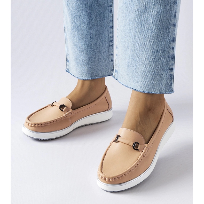 Růžové mokasíny s koženou vsadkou od Vincezy růžový 1