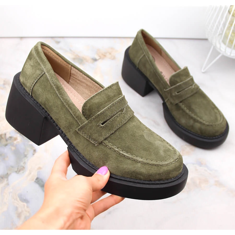 Zelené semišové dámské boty Filippo DP4685 zelená 2