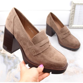 Dámské semišové boty na vysokém podpatku a platformě, béžová Vinceza 58105 béžový 1