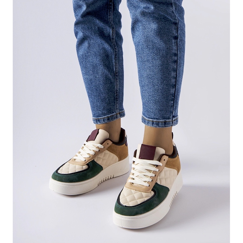 Béžové a zelené tenisky na platformě Celso béžový 1