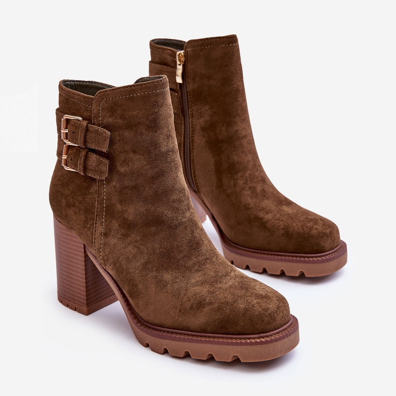 Semišové kozačky na vysokém podpatku Olive Makeline hnědý 2