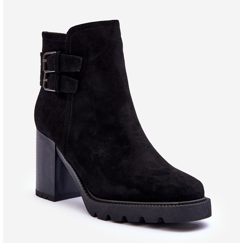Semišové kotníkové boty na vysokém podpatku Black Makeline černá 1 Semišové kotníkové boty na vysokém podpatku Black Makeline černá 1
