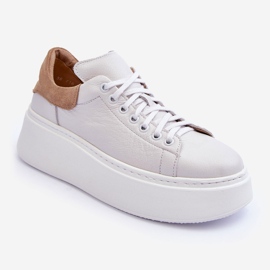 Lemar Dámská kožená sportovní obuv na platformě Bílá Milonia bílý 1