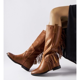 Hnědé potažené boty na klínku Giorgia hnědý 1 Hnědé potažené boty na klínku Giorgia hnědý 1