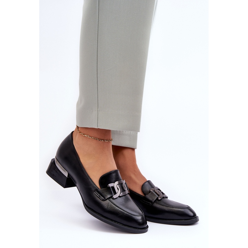 Vinceza Kožené Boty Mokasíny Na Vysokém Podpatku, černá Sakina 2