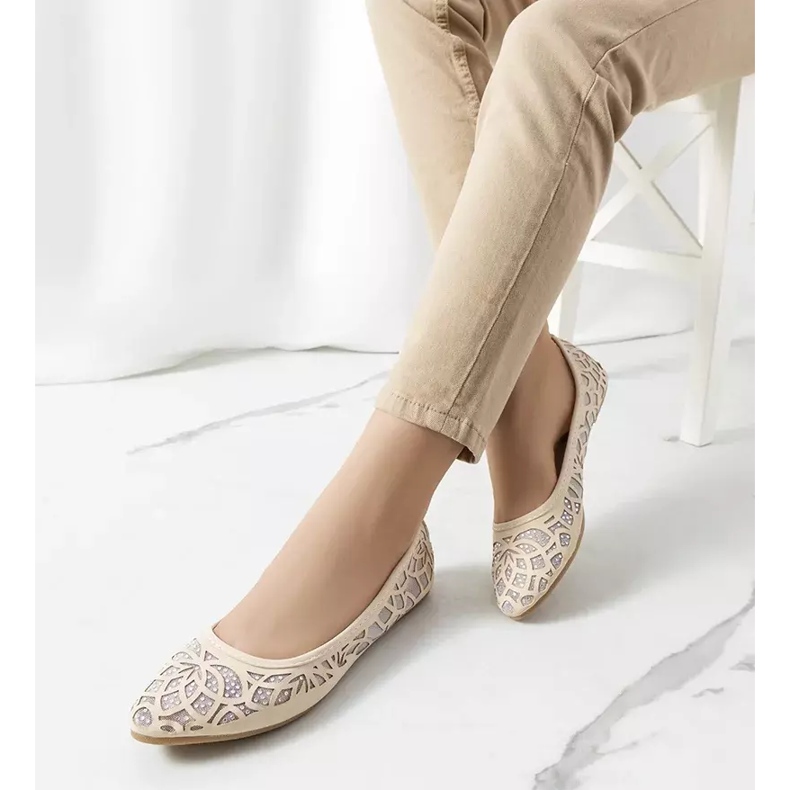 PA1 Lavarin béžové prolamované baleríny béžový 2