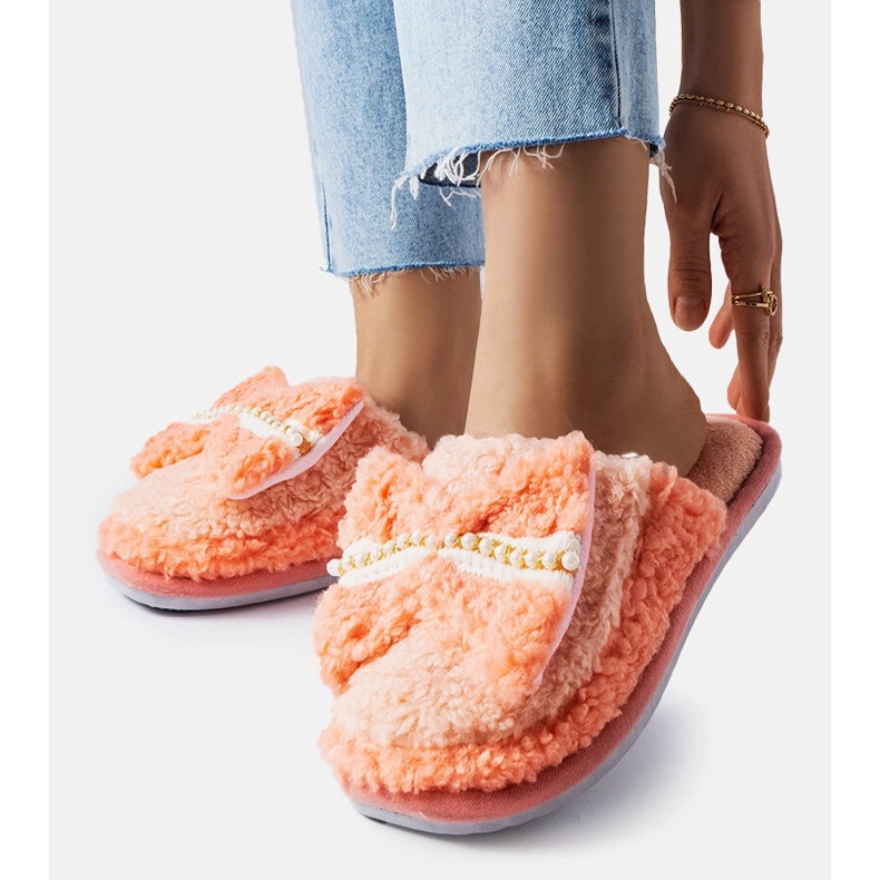 Oranžové pantofle s mašlí oranžový 1