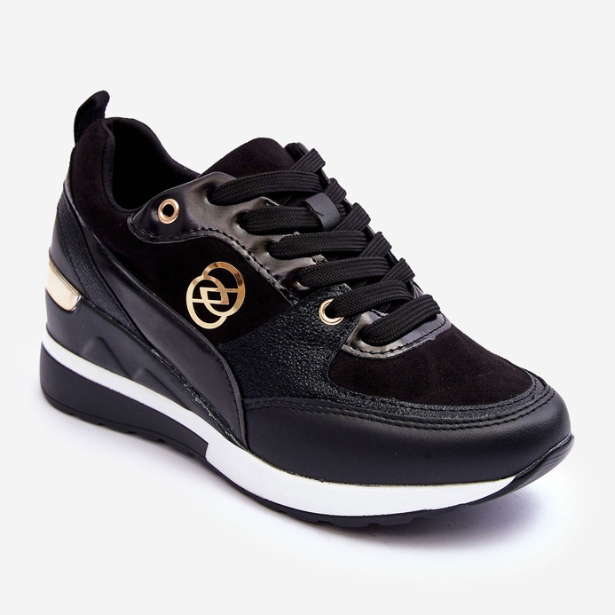 PE1 Dámská šněrovací sportovní obuv na klínu Černá Genova 1