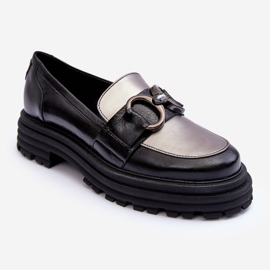 Laura Messi Dámské kožené mokasíny s plochými podpatky, černá Elkiza 1 Laura Messi Dámské kožené mokasíny s plochými podpatky, černá Elkiza 1