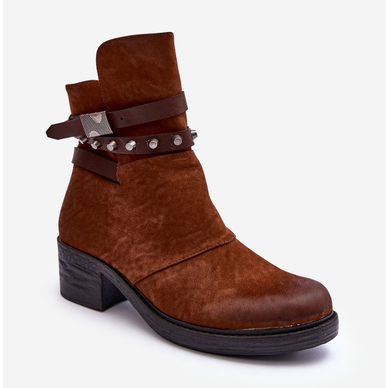 Camel Effie zateplené kotníkové boty na vysokém podpatku hnědý 1