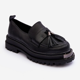 PS1 Kožené mokasíny s platformou a plochým podpatkem, Black Jorne černý 1