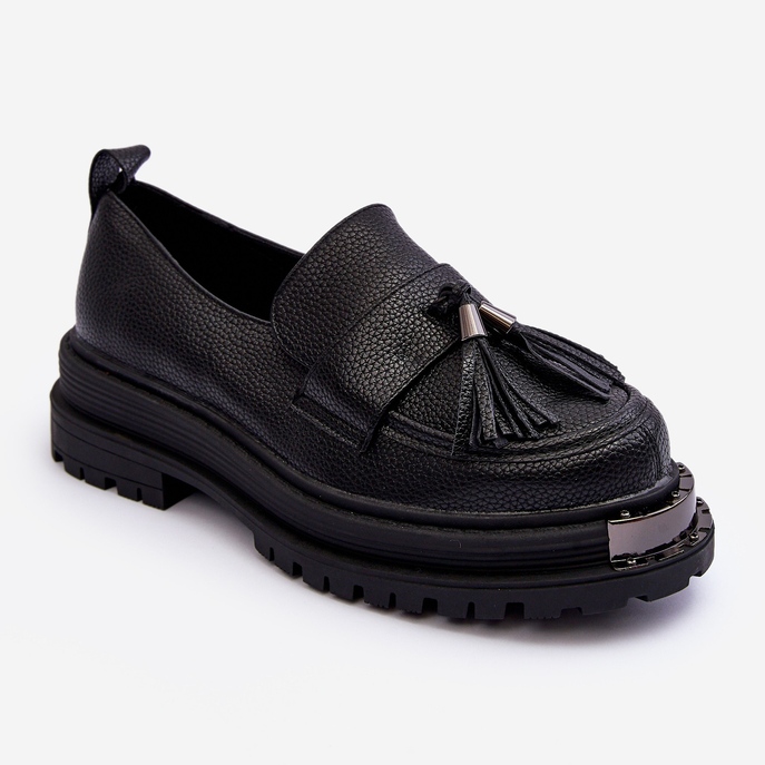 PS1 Kožené mokasíny s platformou a plochým podpatkem, Black Jorne černý 1