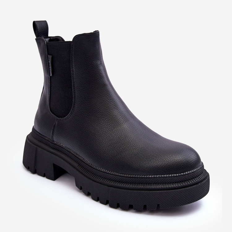 Kožené boty zateplené Chelsea Boots Big Star MM274619 Black černý 1