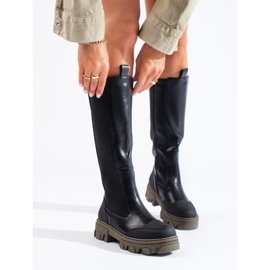 Černé kozačky s pružným svrškem Shelovet černá 1