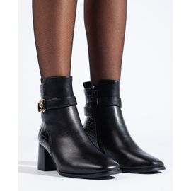 SHELOVET Elegantní černé dámské kotníkové boty černá 3