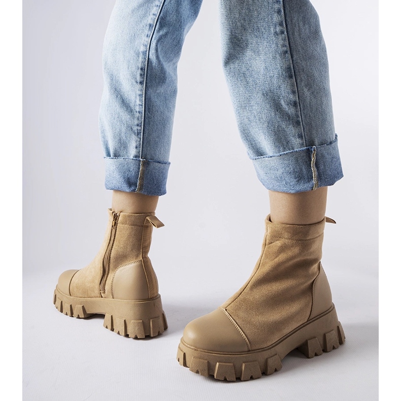 Béžové eko-semišové dělníky s běhounem Milo béžový 1