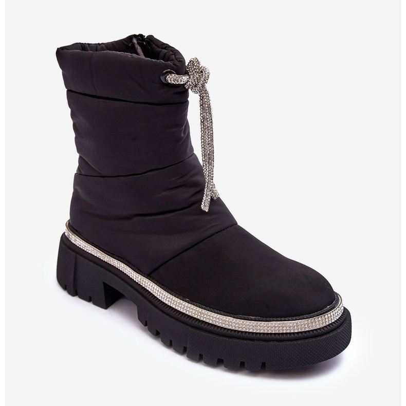 PS1 Černé Plotia zdobené sněhule na plochém podpatku černá 2