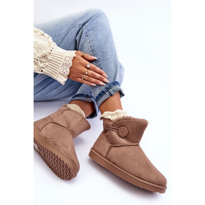 Zateplené dámské sněhule s ozdobou, tmavě béžový Siriol 1 Zateplené dámské sněhule s ozdobou, tmavě béžový Siriol 1