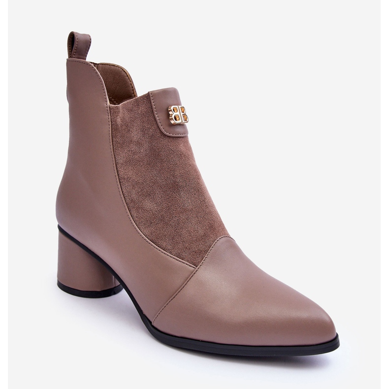 Kožené kozačky na vysokém podpatku S.Barski MR870-96 Béžová béžový 2