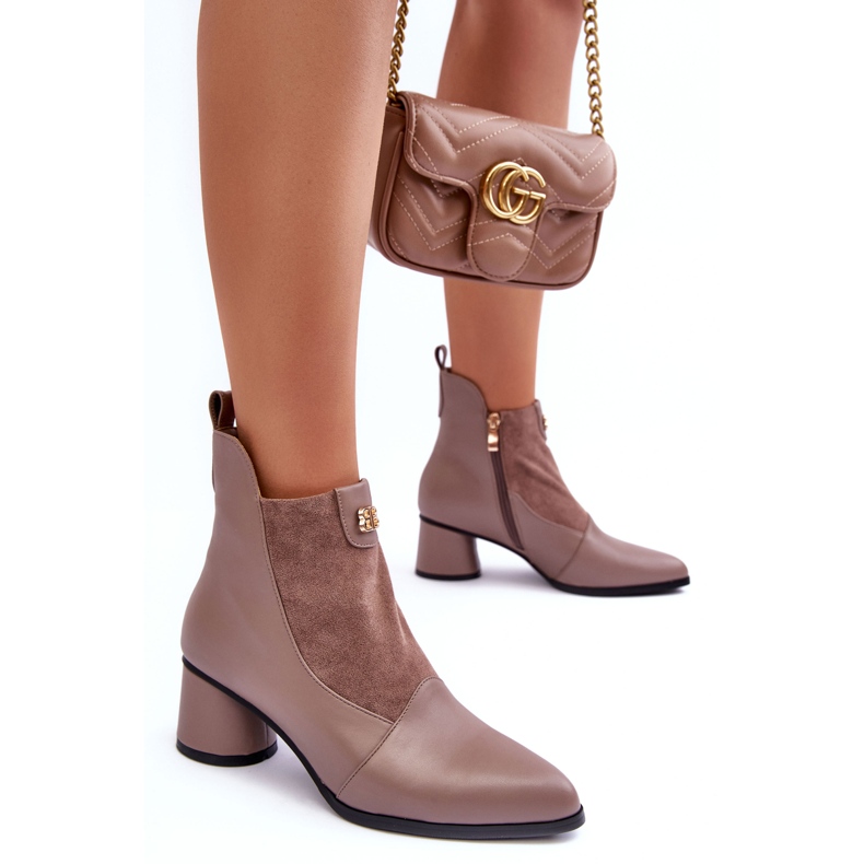 Kožené kozačky na vysokém podpatku S.Barski MR870-96 Béžová béžový 1 Kožené kozačky na vysokém podpatku S.Barski MR870-96 Béžová béžový 1