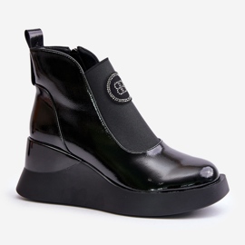 Kožené boty na klínku S.Barski MR870-22 Black černý 1