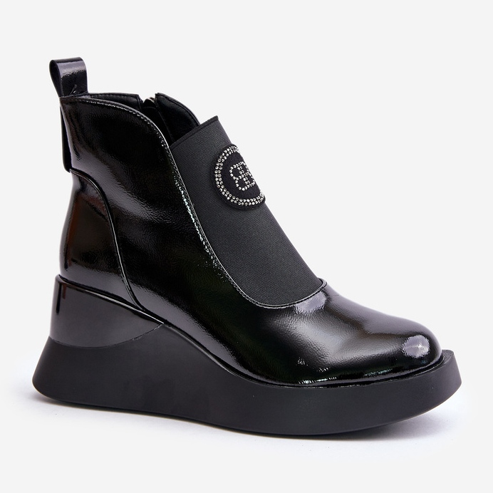 Kožené boty na klínku S.Barski MR870-22 Black černý 1