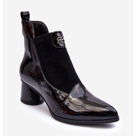 Kožené kozačky na vysokém podpatku S.Barski MR870-96 Black černý 1