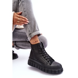 Zateplené kožené tenisky se zipem Big Star MM274625 černé černá 1