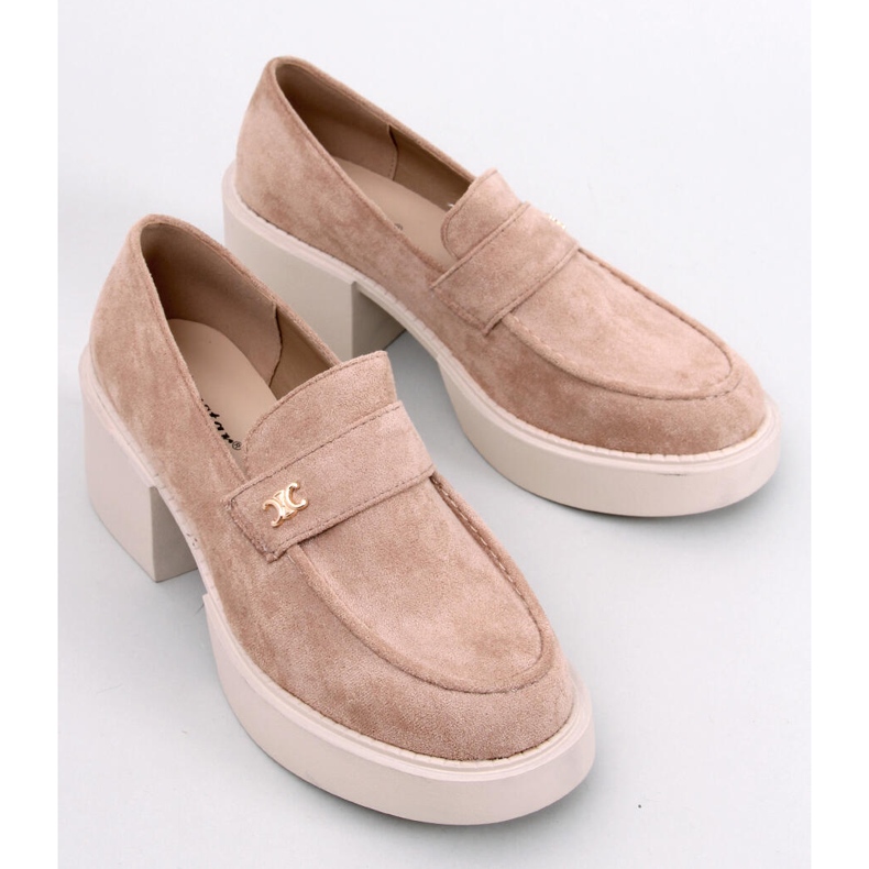 Mokasíny Coniff Khaki na vysokém podpatku béžový 1