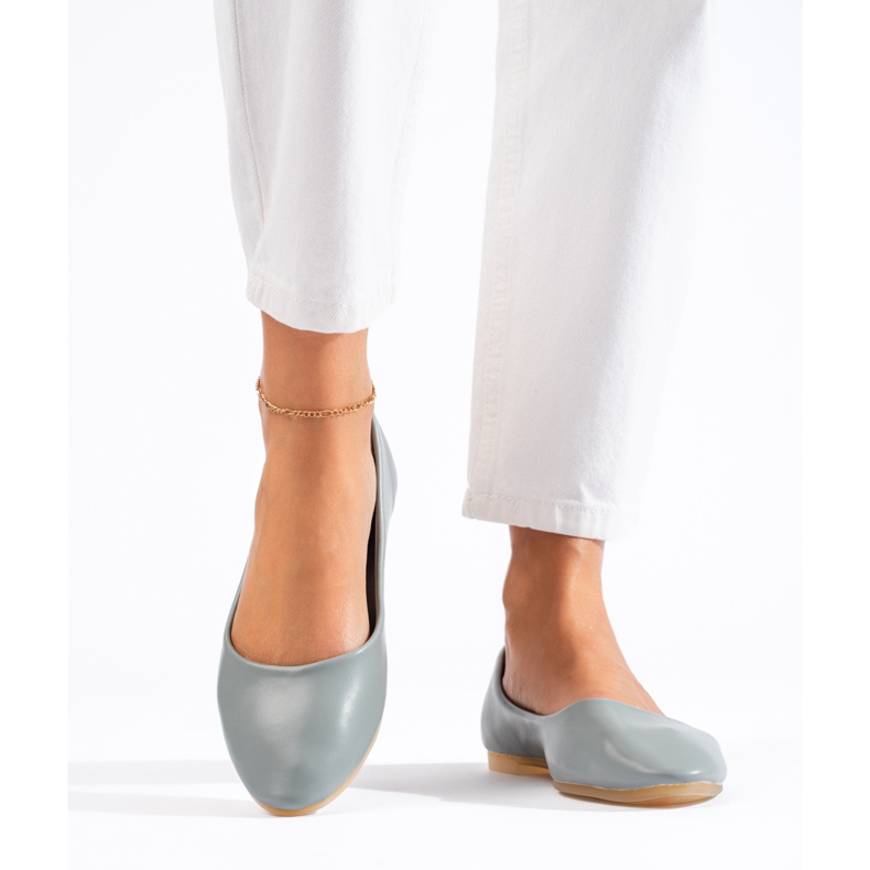 Dámské balerínky šedé barvy vyrobené z ekologické kůže Shelovet šedá 2