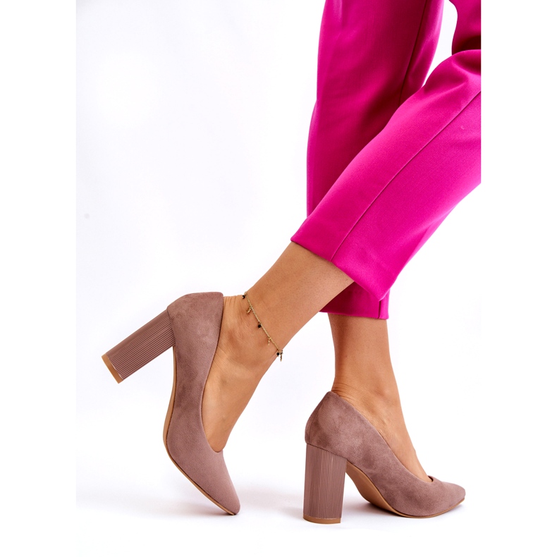 Seastar Semišové lodičky s módními béžovými vysokými podpatky 3