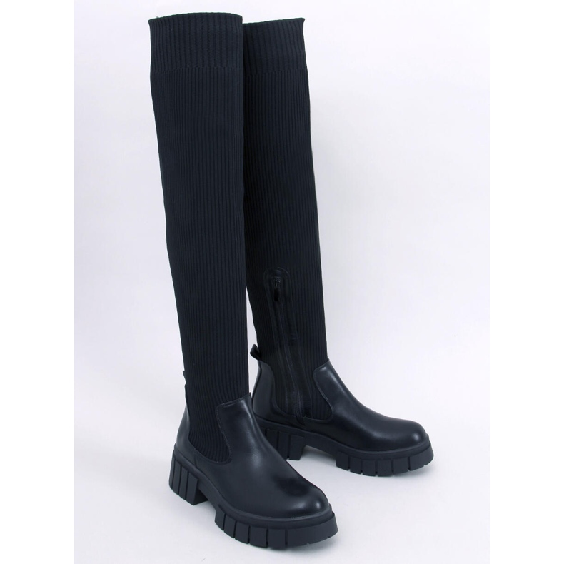 Kozačky s pružným svrškem Rozier Black černá 1 Kozačky s pružným svrškem Rozier Black černá 1