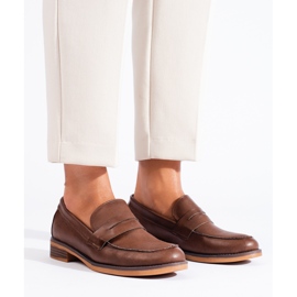 Hnědé dámské mokasíny Shelovet na nízkém podpatku hnědý 2