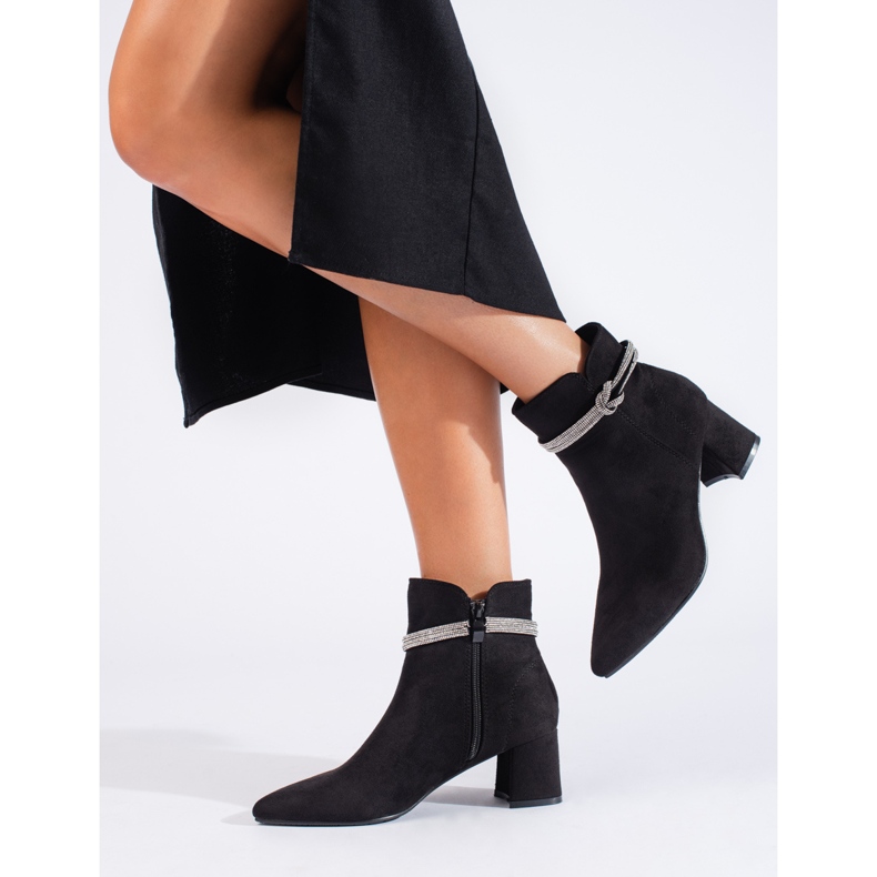 Černé klasické semišové dámské kotníkové boty Shelovet černá 1 Černé klasické semišové dámské kotníkové boty Shelovet černá 1