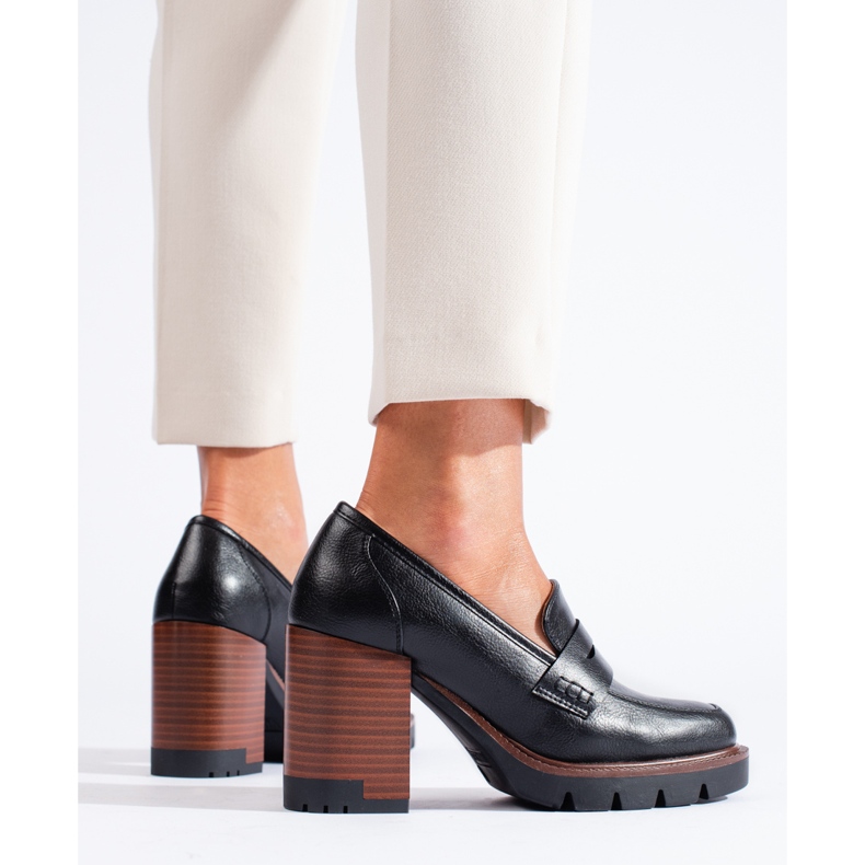 Elegantní černé dámské boty na vysokém podpatku značky Shelovet černá 2