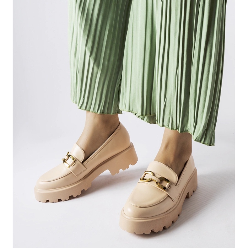 Inna Béžové dámské mokasíny zdobené sponou Piazzo béžový 1