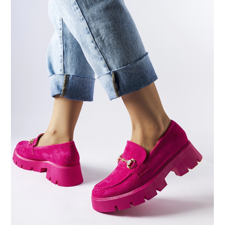 Růžové mokasíny s přezkou a kamínky značky Gaiola růžový 1