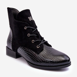 Vinceza Kožené ploché boty se zvířecím vzorem černá Tianeta 1