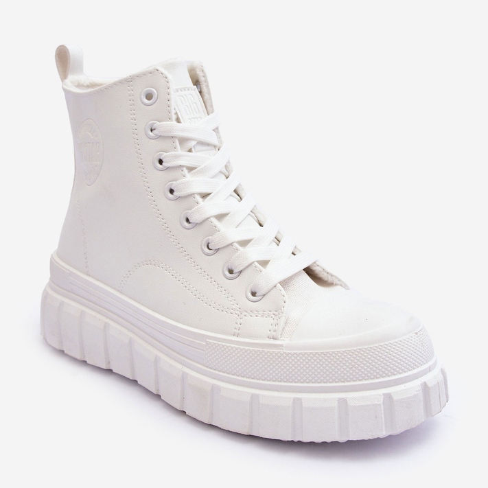 Zateplené kožené tenisky se zipem Big Star MM274624 bílé bílý 1