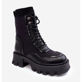 PS1 Kožené šněrovací robustní pracovní dámské boty černé Seloma černá 1